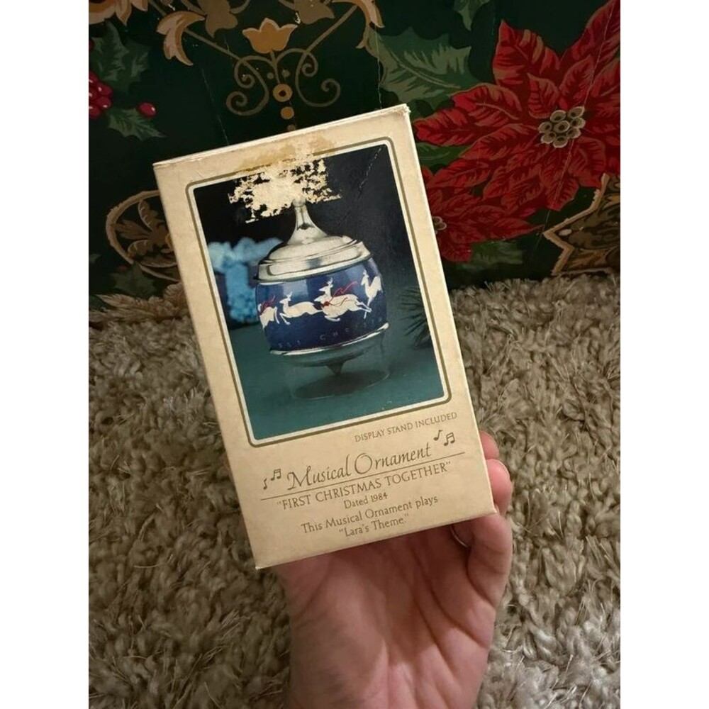 Vintage 1984 Hallmark First Christmas Together Musical Ornament Reindeer w/ Box